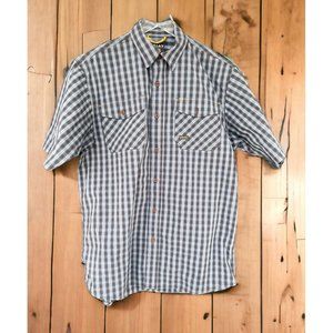 Ariat Men's Shirt Stonewash Blue Button Check Rebar Short Sleeve Woven Size Med
